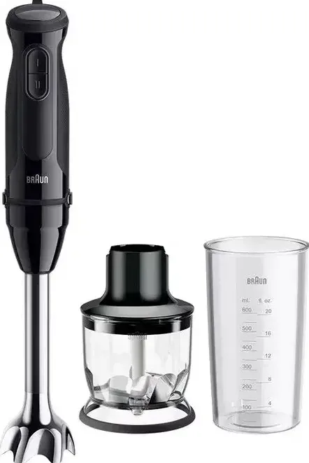 BRAUN Blender vertical MQ30201M, 900W, 2 viteze, Tocator 350ml, Pahar gradat 600ml, Negru