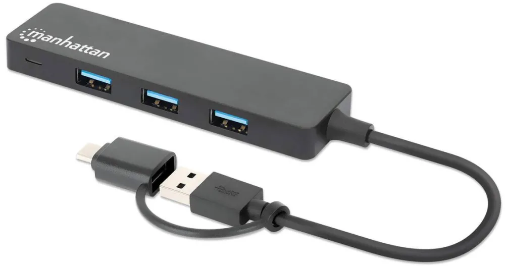 Hub USB MANHATTAN 4-Port USB 3.0 Typ-C / Typ-A Kombi-Negru