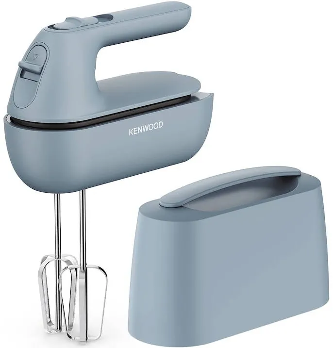 KENWOOD Mixer de mana Kenwood QUICKMIX GO HMP40.000GY, 350 W, 5 viteze, 2 teluri si 2 carlige din inox, lingura masurare, carcasa depozitare accesorii, albastru