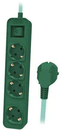 Philips PRELUNGITOR CU INTRERUPATOR 4 CAI 1.5M VERDE PHILIPS