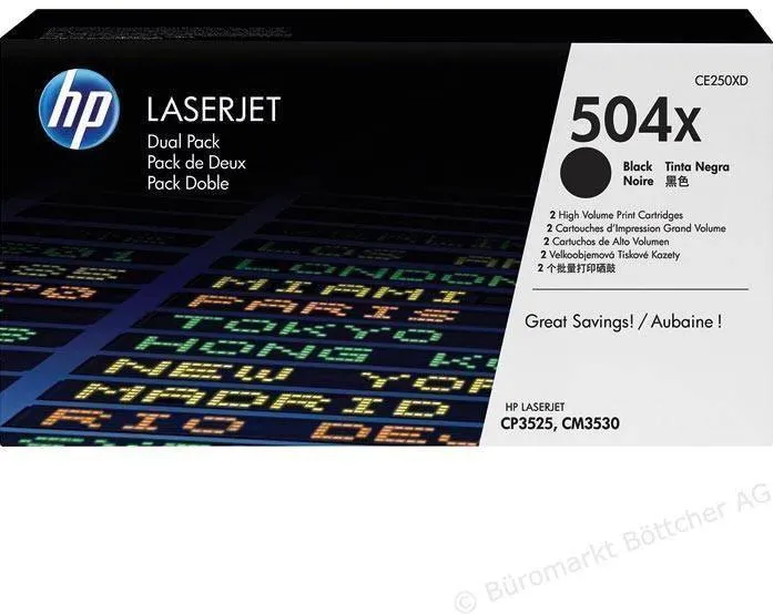 Toner imprimanta HP DUAL PACK NR.504X CE250XD 2X10,5K ORIGINAL LASERJET CP3525N