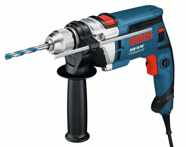 BOSCH GSB 16 RE - Masina de gaurit cu percutie, 750 W, mandrina rapida, 13 mm, turatie reglabila, valiza plastic