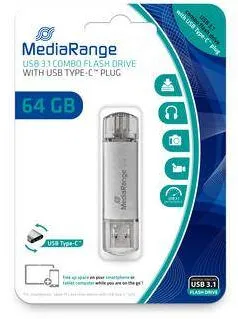 Memorie USB MediaRange 3.1 combo cu USB Type-C , 64GB