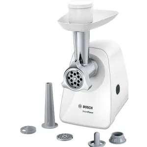 BOSCH Masina de tocat MFW2520W, 1,8 kg/min, 2 site:3.8/ 8 mm, Accesoriu carnati, Alb