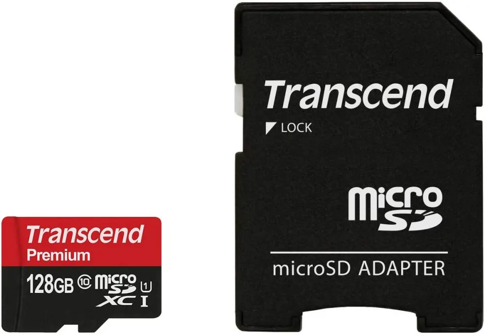 Card de Memorie Transcend microSDXC 128GB Class 10, UHS1 + Adaptor