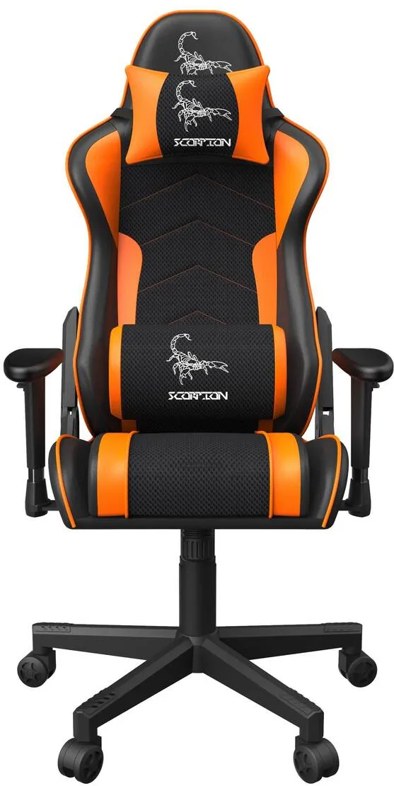 Scaun Gaming Gembird GC-SCORPION-04X "SCORPION", black and orange, fabric armchair with orange eco-leather accents