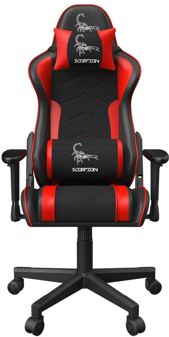 Scaun Gaming Gembird GC-SCORPION-02X "SCORPION", black and red, fabric armchair with red eco-leather accents