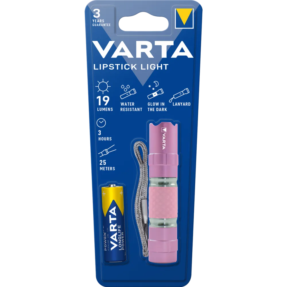 VARTA Lanterna LED Varta 16617, Lipstick Light, 0.5W, 19 lm, 1AA, Roz