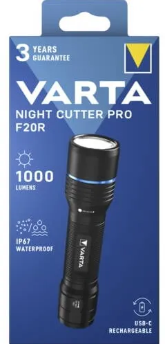 VARTA Lanterna Varta Night Cutter Pro F20R, 1000 lm, 5 niveluri de lumina, 200 m gama fasciculului, IP67