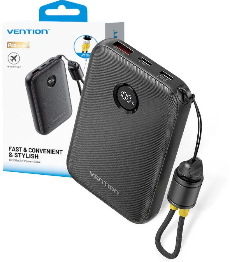 Vention FKAB0-C, 10.000 mAh, 22.5 W, Negru