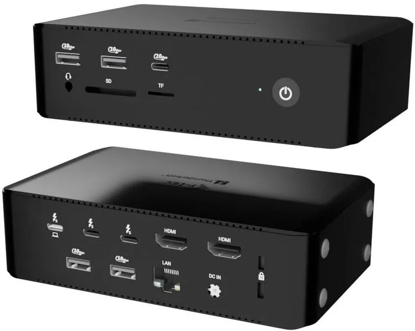 Docking Station I-TEC Hub USB i-Tec TB5QUATTRODOCKPD, negru, 10 porturi, alimentare AC