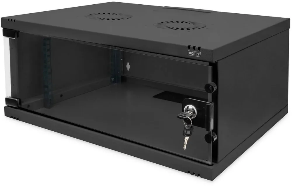 Cabinet metalic Digitus Cabinet metalic 19", SOHO, 4U, sticla, negru, 241x540x400mm