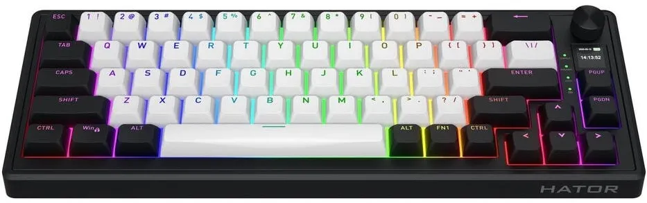 Tastatura HATOR Tastatura Hator Skyfall 65 Mag Ultra 8K, Wired, Wireless 2.4Ghz, Bluetooth, iluminare RGB Negru/Alb