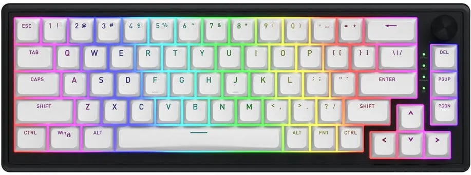 Tastatura HATOR Tastatura Hator Skyfall 65, Wireless 2.4Ghz, Bluetooth, Wired, iluminare RGB Negru/Alb