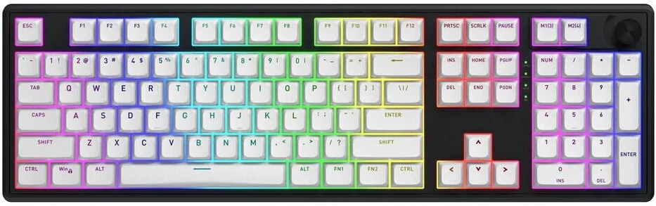Tastatura HATOR Tastatura Hator Skyfall 100, Wireless 2.4Ghz, Wired, Bluetooth, iluminare RGB Negru/Alb