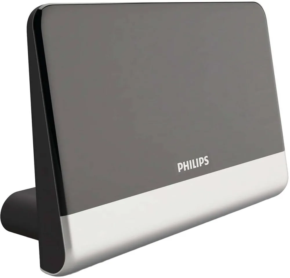 Philips Antena de interior HDTV/UHF/VHF/FM cu design compact si filtru GSM optimizat, 48dB, control variabil, cablu coaxial 1,8m, 75 Ohm, filtru3G/4G/LTE, DVB-T/T2 ready