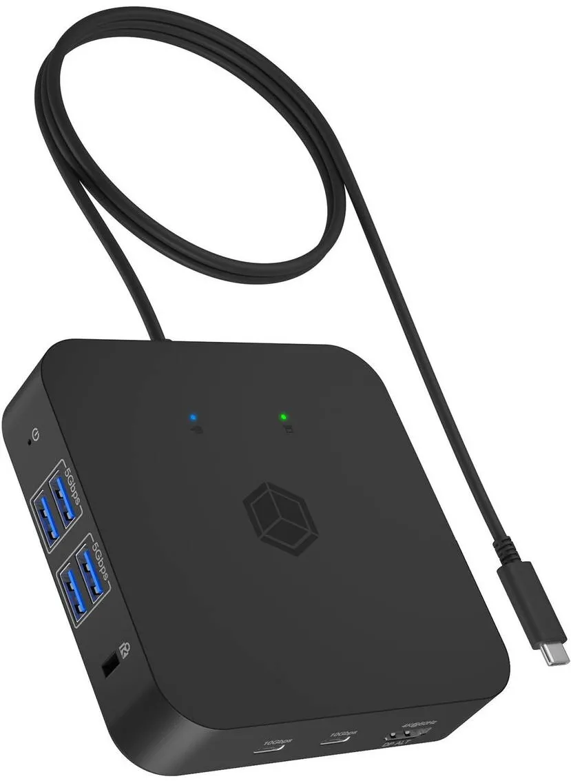 Hub USB Icy Box Statie de andocare ICY BOX IB-DK4090-C, USB 3.2 Gen 2 Type-C, 4K Ultra HD, 85 W, negru