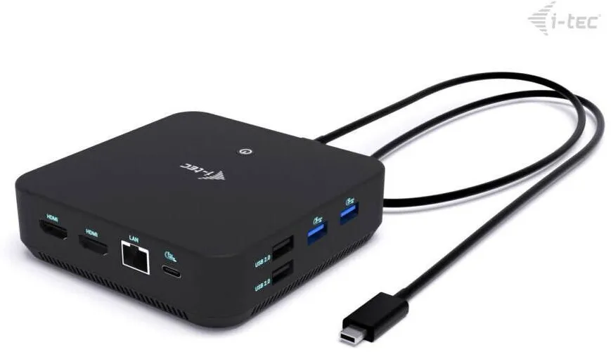 Hub USB I-TEC Statie de andocare USB-C DP Dual HDMI, I-TEC, 100W, 5xUSB-A, 2xUSB-C, 2xHDMI, 1xDisplayport, RJ45, 3.5mm jack, negru