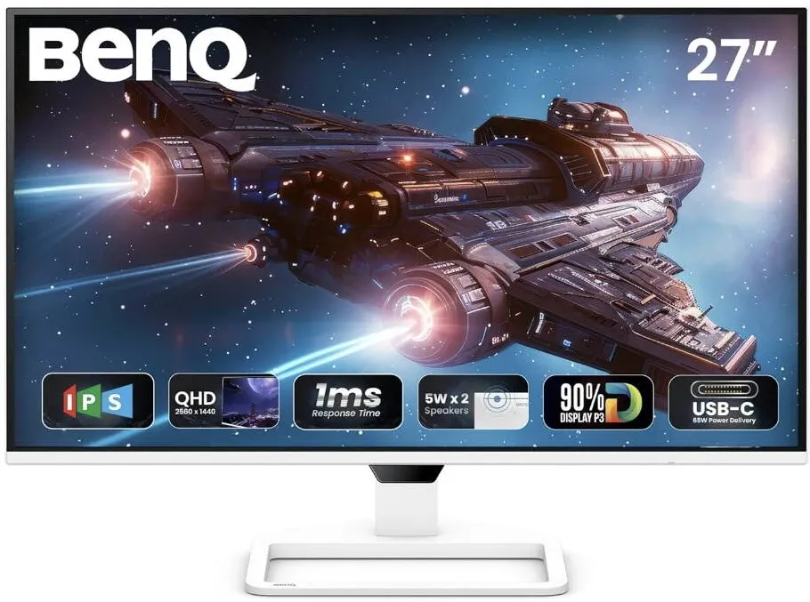 Monitor BenQ Monitor Gaming IPS LED BenQ 27" EW270Q, QHD 2560 x 1440, HDMI, DisplayPort, Boxe, 200 Hz, 1 ms Alb