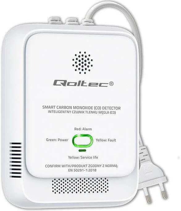 QOLTEC Detector de monoxid de carbon Qoltec, alarma 85dB, LED