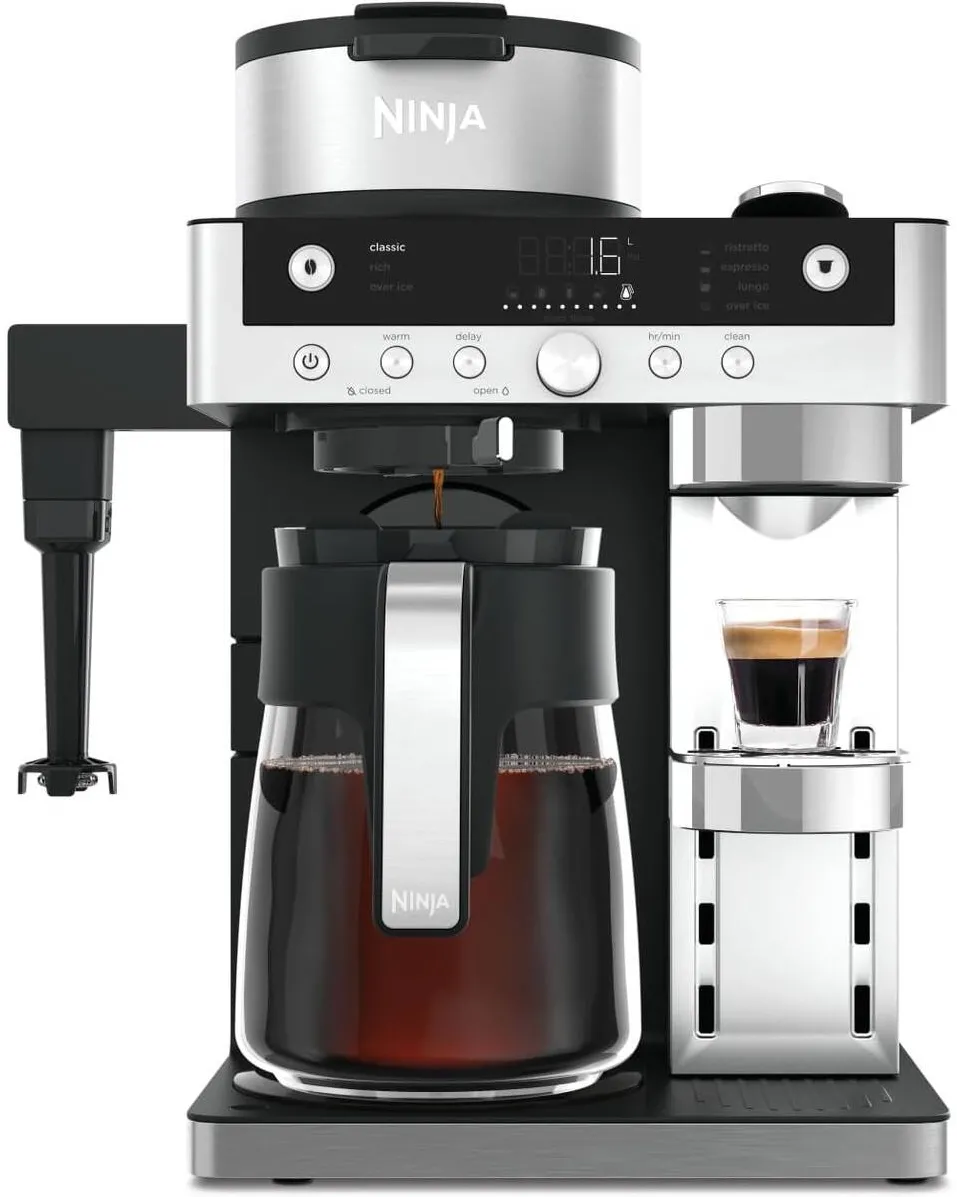 Cafetiera NINJA Aparat de cafea 2-in-1 Ninja CFN802EU, spumator de lapte integrat, negru, 41, 1x27, 4x32, 6cm, 1, 8 litri