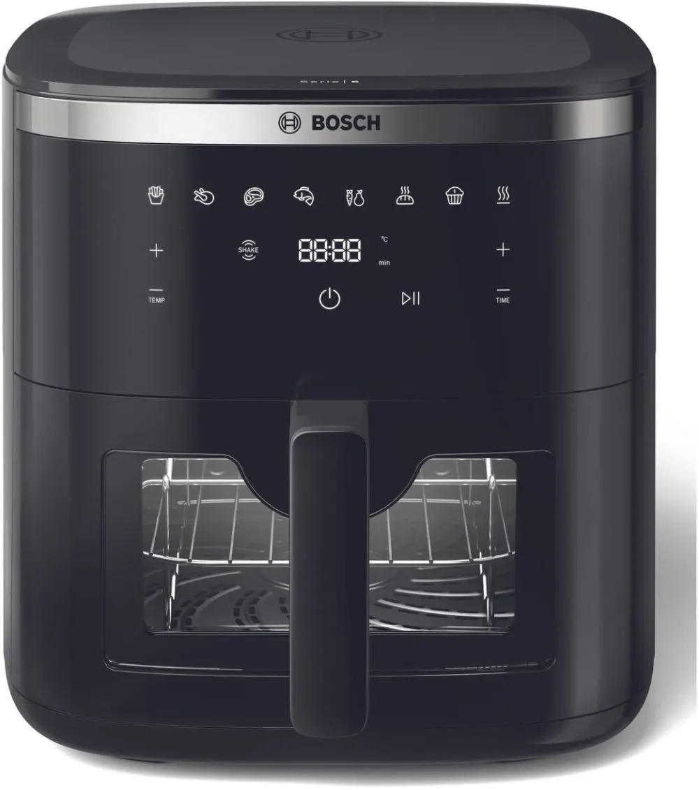 BOSCH Friteuza cu aer cald Bosch MAF671B1, 1800W, 8 programe, Capacitate 7.2 l, set grill, Touch control, afisaj digital, curatare usoara, fereastra de monitorizare, Negru