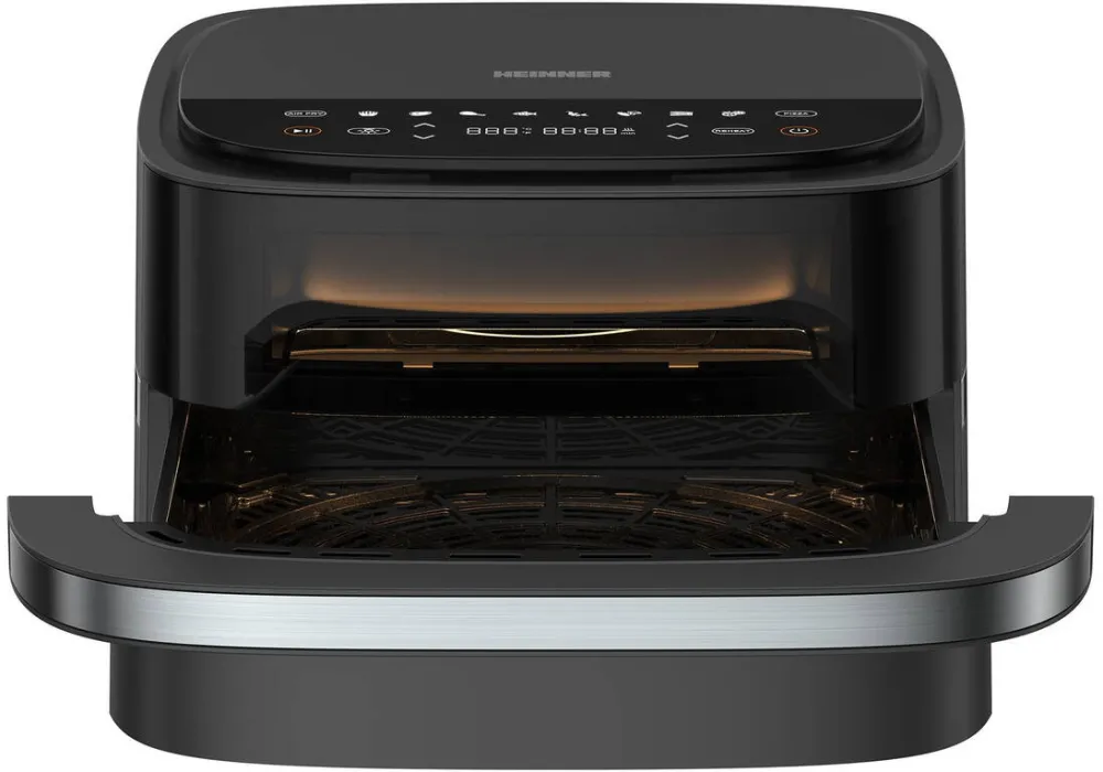 Friteuza cu aer cald si cuptor pizza 2 in 1 Heinner EastFry HPAF-B4DC22BK 2200W 4L negru