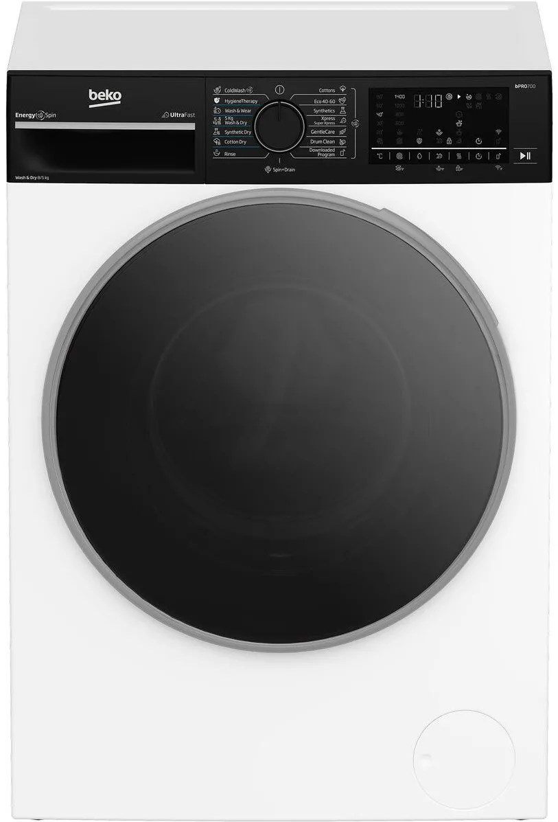 BEKO Masina de spalat rufe cu uscator Beko B7DFT68442WBPB ES, Clasa D, EnergySpin, 8/5 kg, 1400rpm, HomeWhiz, Alb
