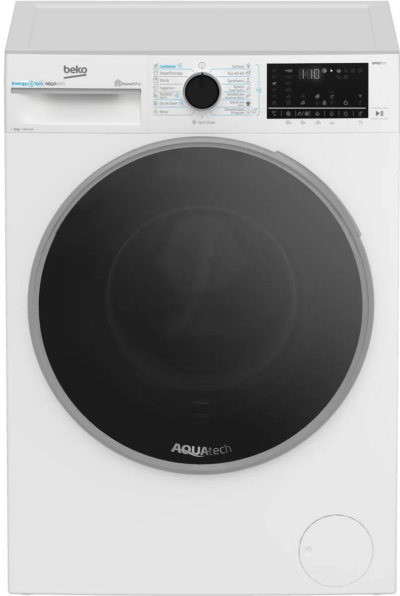 BEKO Masina de spalat rufe Beko B7WFU69418WB2ES, 9 kg, 15 programe, 1400 RPM, Clasa A, EnergySpin, Child Lock, Alb