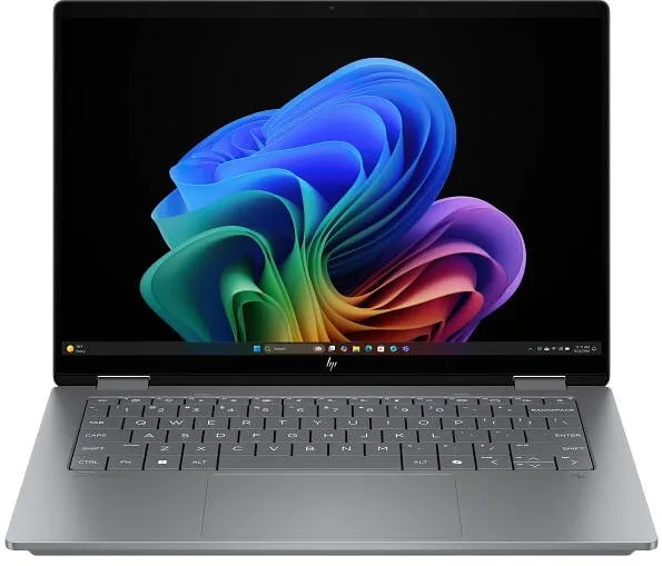Laptop HP Laptop HP OmniBook X Flip 14-fk0022nn cu procesor AMD Ryzen™ AI 5 340 pana la 4.8GHz, 14.0" TOUCH, 3K, 16GB DDR5 RAM, 1TB SSD, AMD Radeon™ 840M Graphics, Windows 11 Home, Meteor Silver