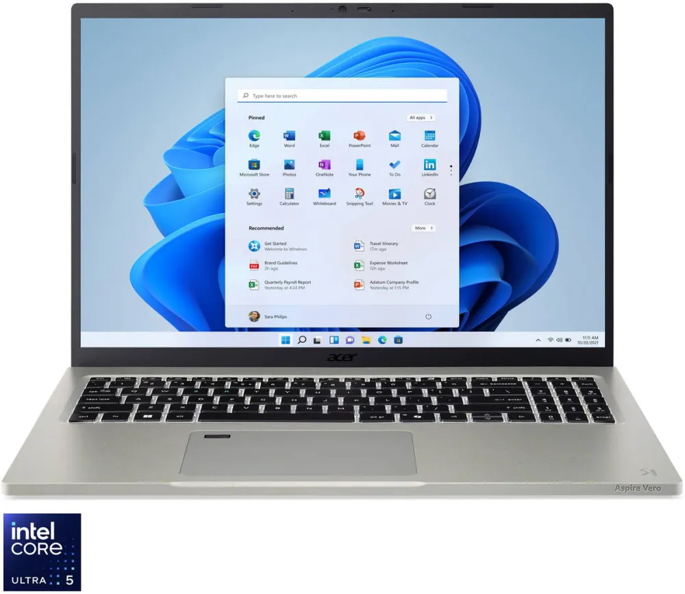 Laptop Acer Laptop Acer Aspire Vero 16 cu procesor Intel® Core™ Ultra 5 225H pana la 4.9 GHz, 16", WUXGA IPS, 16GB LPDDR5X, 1TB SSD, Intel® Arc™ 130T GPU, Windows 11 Home, Cobblestone Gray