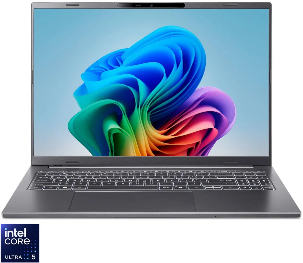 Laptop Acer Laptop Acer Aspire 16 AI OLED cu procesor Intel® Core™ Ultra 5 226V pana la 4.5 GHz, 16", WUXGA OLED, 16GB LPDDR5X, 1TB SSD, Intel® Arc™ Graphics 130V, No OS, Steel Gray