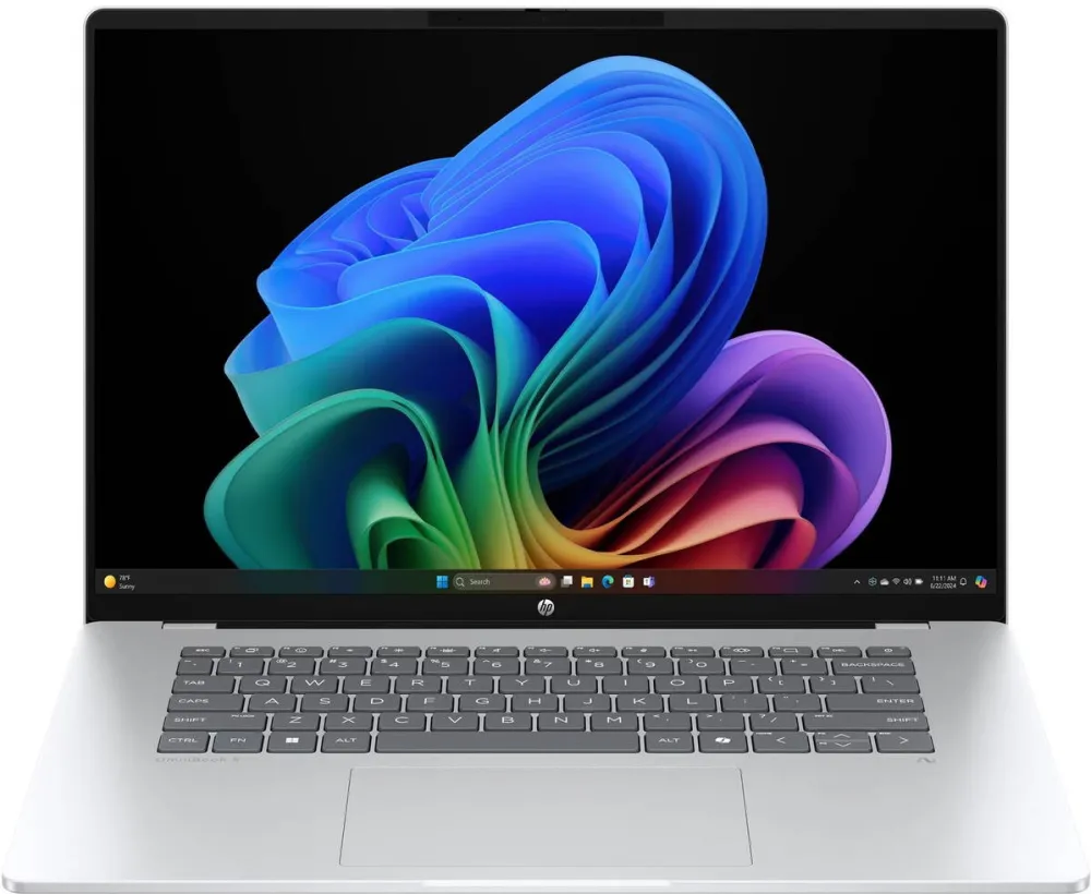 Laptop HP Laptop HP OmniBook 16-bf0001nn cu procesor Qualcomm® Snapdragon X X1-26-100 pana la 2.97GHz, 16.0", 2K, 16GB DDR5 RAM, 1TB SSD, Qualcomm® Adreno™, Windows 11 Home, Glacier Silver