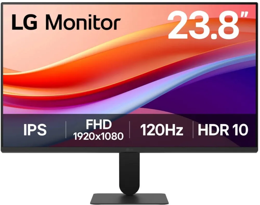 Monitor LG Monitor LED LG 24U41YA-B, 23.8", Full HD (1920 x 1080), IPS, 120Hz, 5ms, AMD FreeSync™, Reader Mode, Flicker Safe, Super Resolution+, Dynamic Action Sync, Crosshair, HDMI, DisplayPort, VESA, Negru
