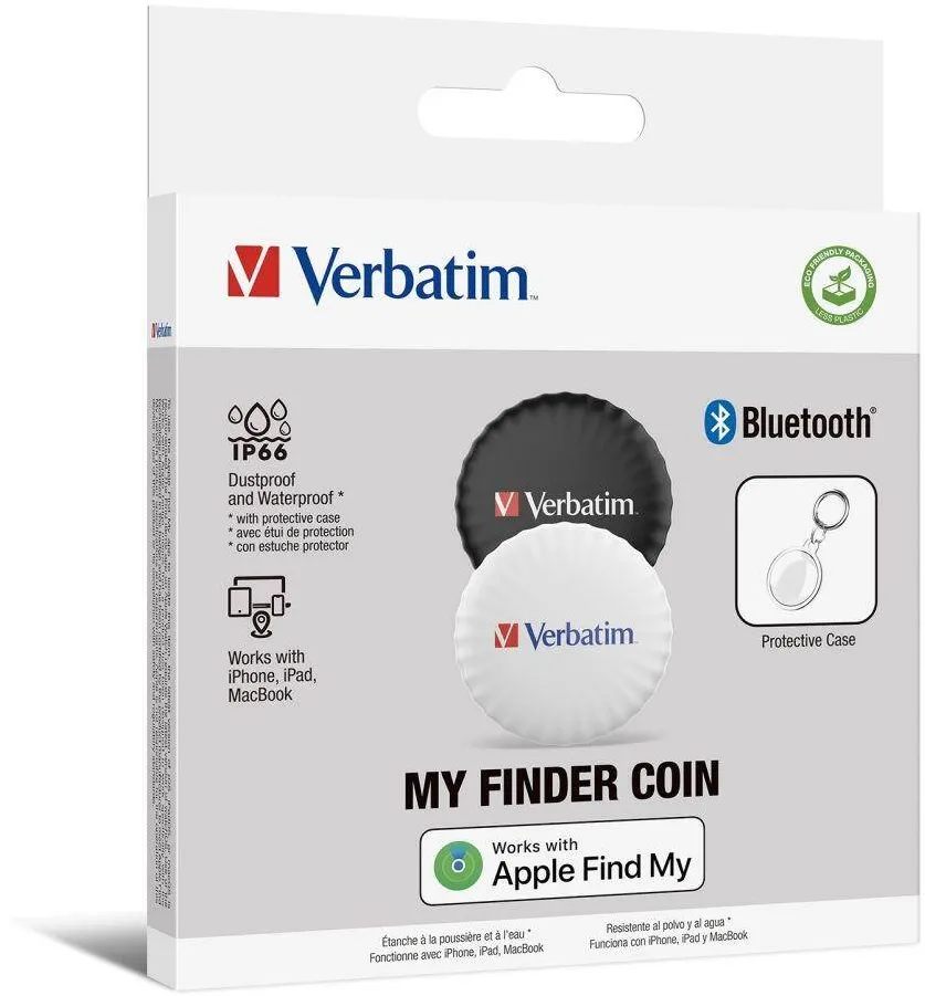 VERBATIM Set 2x Localizator anti-pierdere Verbatim, Bluetooth, IP66, alb/negru