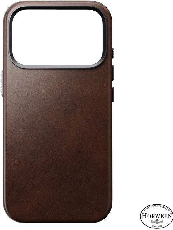 Nomad Husa din piele naturala Nomad Traditional Leather Horween Case cu MagSafe compatibila cu iPhone 17 Pro, Rustic Brown