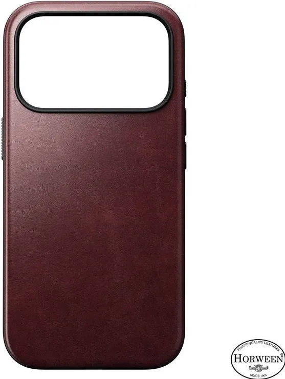 Nomad Husa din piele naturala Nomad Modern Leather Horween compatibila cu iPhone 17 Pro, Burgundy