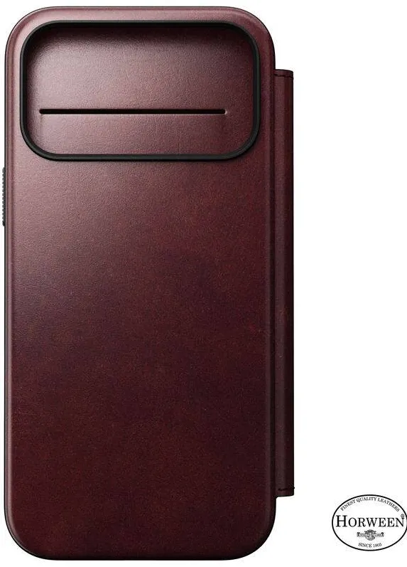 Nomad Husa din piele naturala Nomad Modern Leather Folio, burgund, compatibila MagSafe, cu slot pentru carduri, pentru iPhone 17 Pro Max