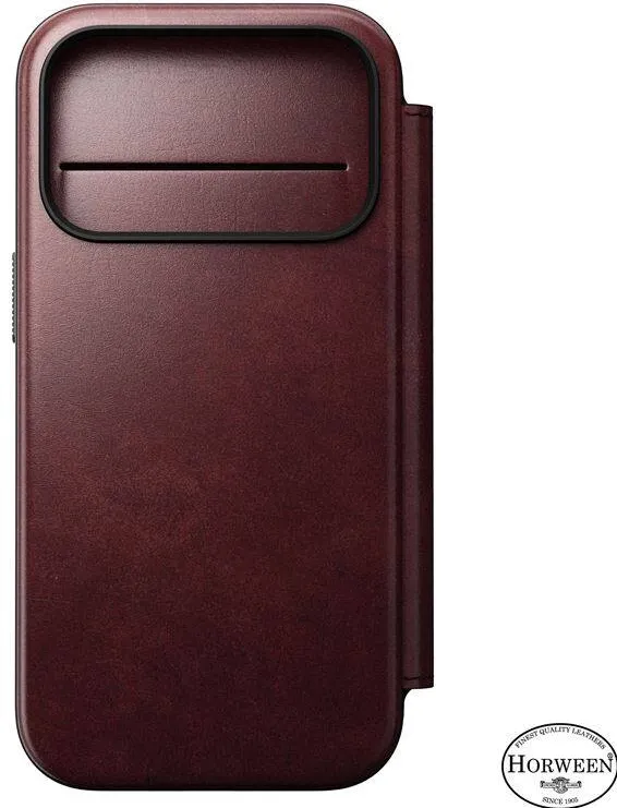Nomad Husa din piele Nomad Modern Leather Folio cu Card Slot compatibila cu iPhone 17 Pro, Burgundy