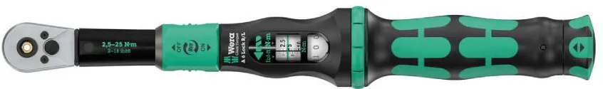 WERA Cheie dinamometrica reglabila cu clichet reversibil Wera Click-Torque Lock A 6 actionare in ambele sensuri 1/4" hexagonala 2.5 - 25 Nm