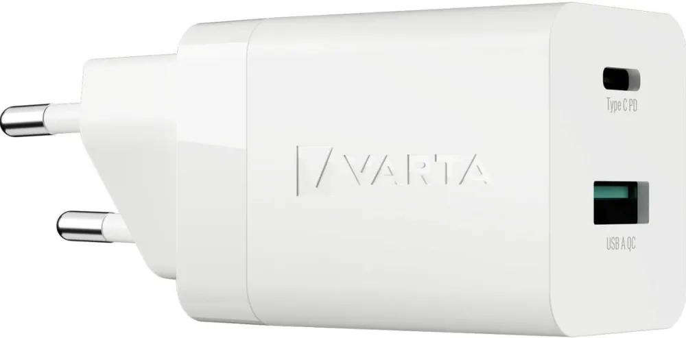 VARTA Incarcator, Varta, 38W, 36.1x30.7mm, USB-C/USB-A, Alb