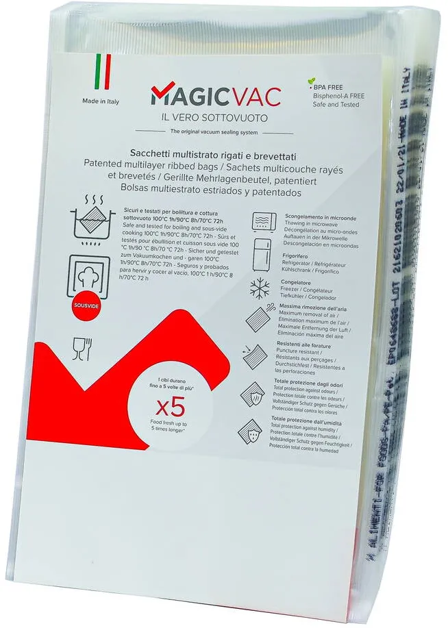 MagicVac Set de 50 pungi pentru vidat cu autocolant universale Magic Vac, 30 x 40 cm, rezistente la rupere si temperaturi inalte, reutilizabile