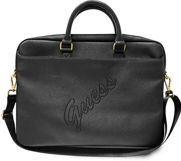 Guess Geanta Guess Saffiano Script compatibila cu laptop 16 inch Black