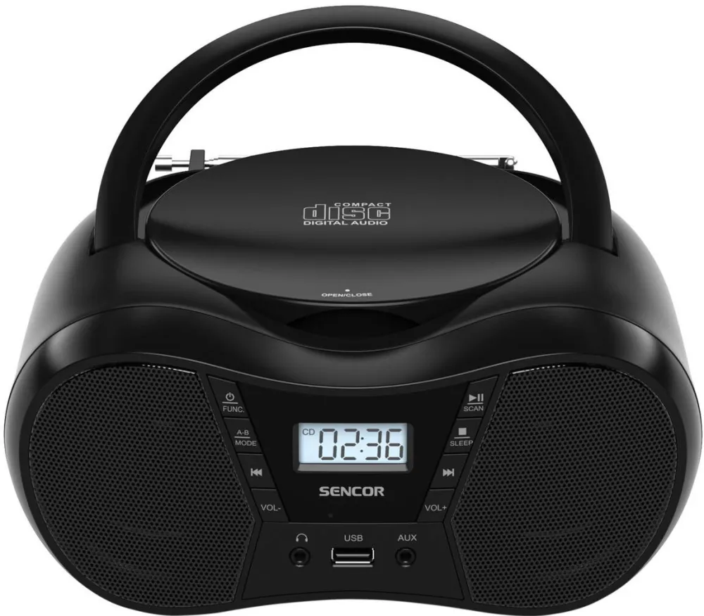 SENCOR Radio Boombox Bluetooth Sencor SPT 2300, Bluetooth 5.1, USB, mufa de 3,5 mm, negru
