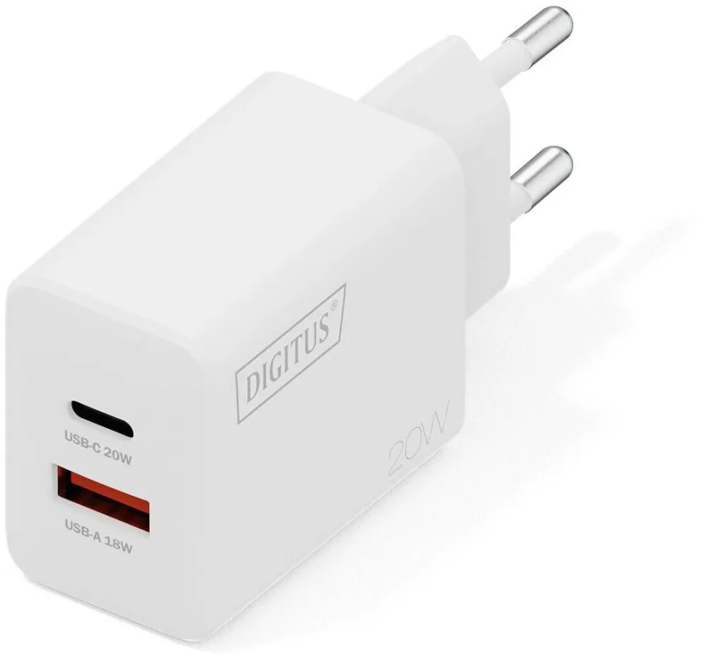 Digitus Incarcator USB Digitus DA-10300 20W, 1xUSB-A, 1xUSB-C, Alb