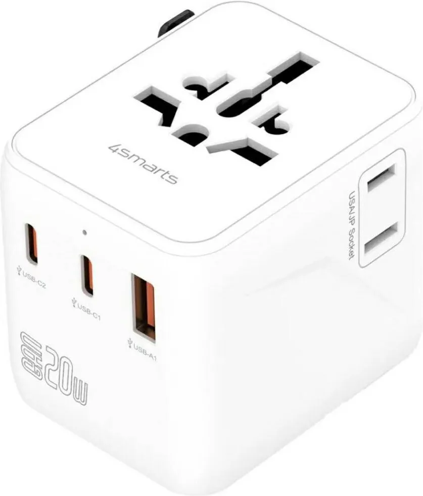 4smarts Adaptor retea 4smarts Nomad 20W, 2x USB-A, 1x USB-C, Alb, 10.5x9.5x5.5cm