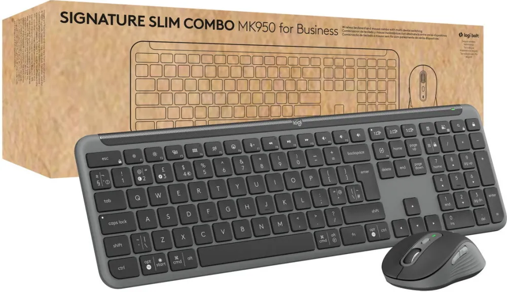 Kit Periferice LOGITECH Set tastatura si mouse, Logitech MK950, wireless, negru