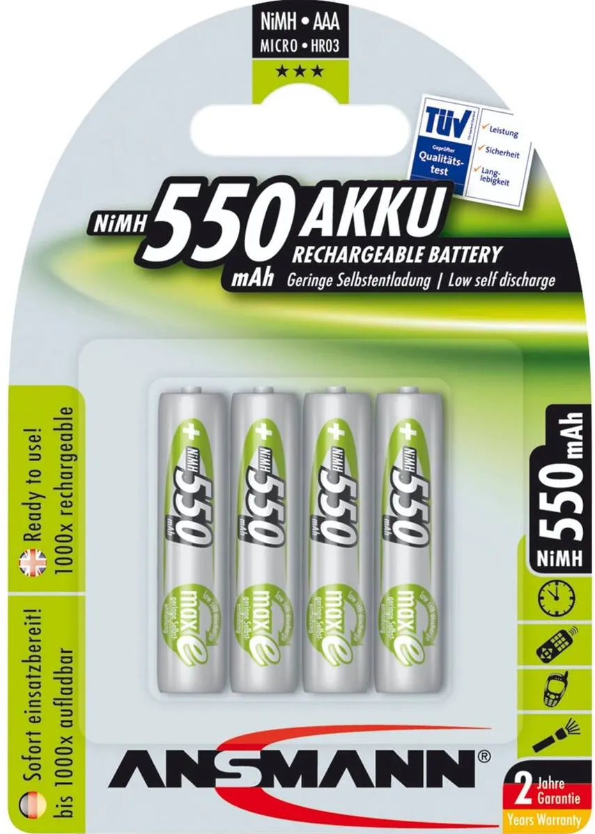 Ansmann Acumulator/Incarcator 1x4 maxE NiMH rech. bat. Micro AAA 550 mAh 5030772