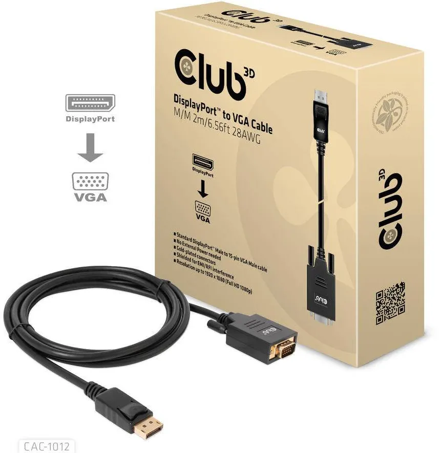 Adaptor CLUB 3D DisplayPort > VGA St/St 2m