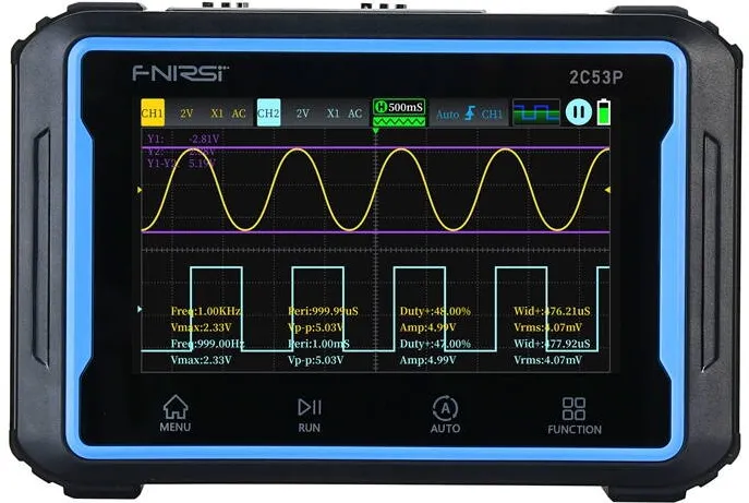 FNIRSI Osciloscop portabil 3 in 1 2C53P 4.3" cu ecran tactil